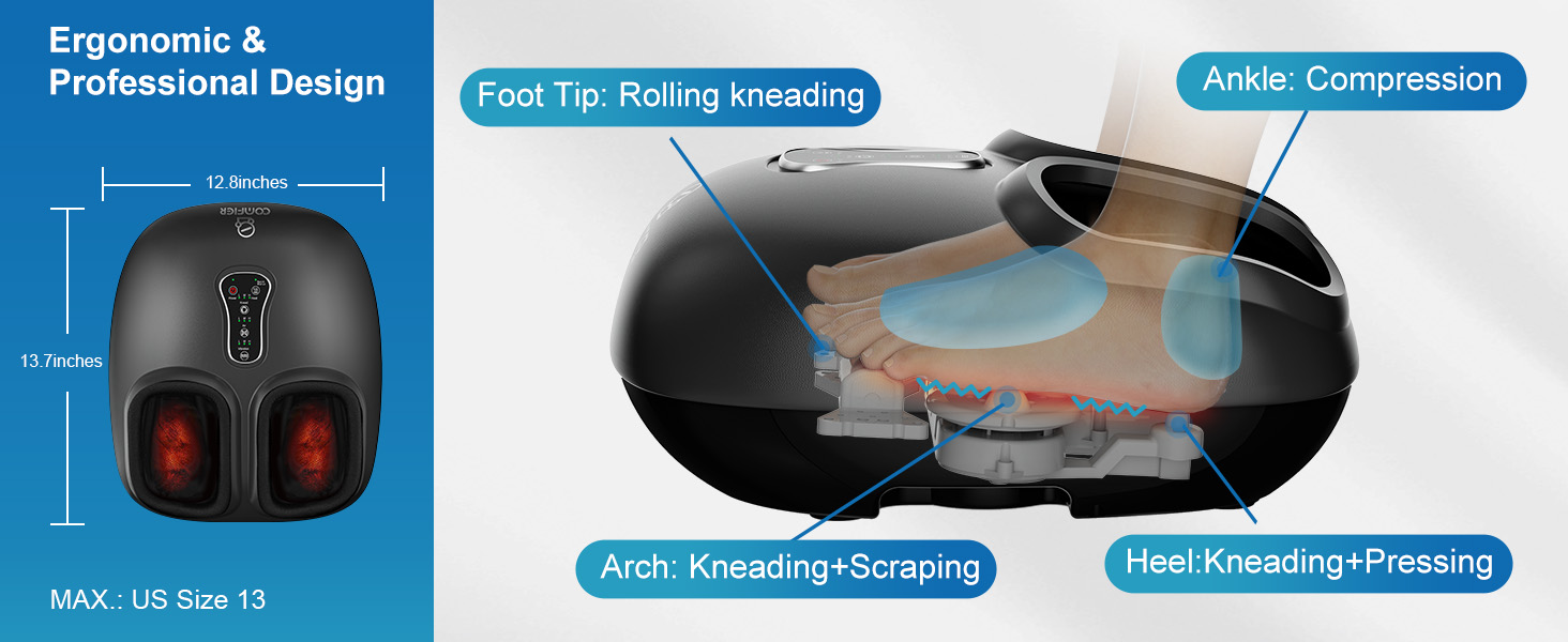 COMFIER Shiatsu Foot Massager with Heat, Vibration,Rolling