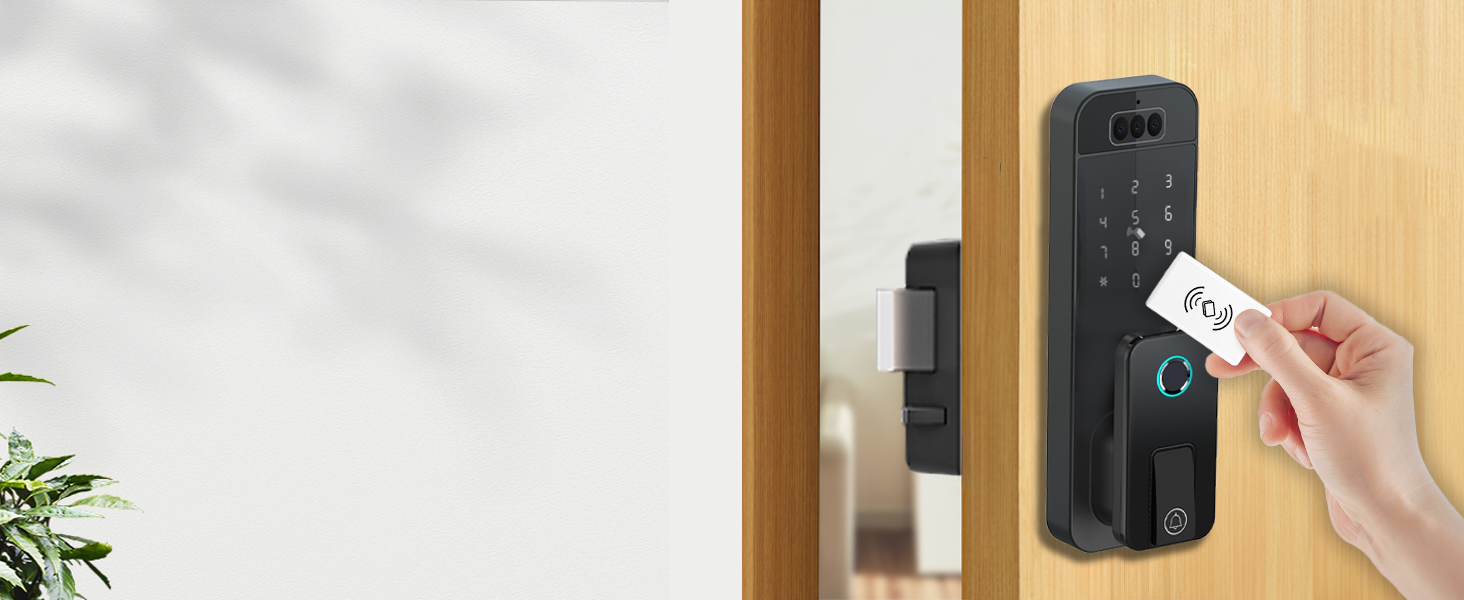 Smart Door Lock, IC card unlock, keyless entry, smart lock, keyless entry, home security, RFID card