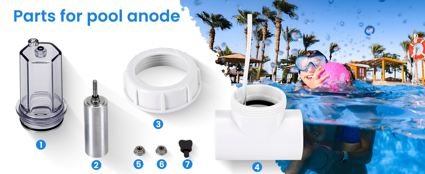 BLUE WORKS Zinc Anode for Pool, AntiElectrolysis