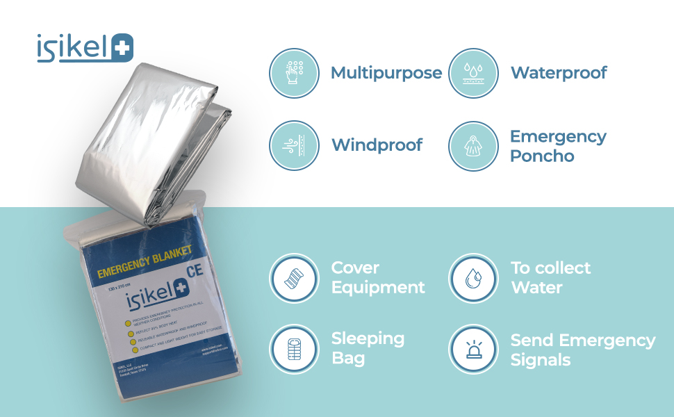 ISIKEL Emergency Blankets with Reusable Design Thermal Blanket to Retain Body Heat