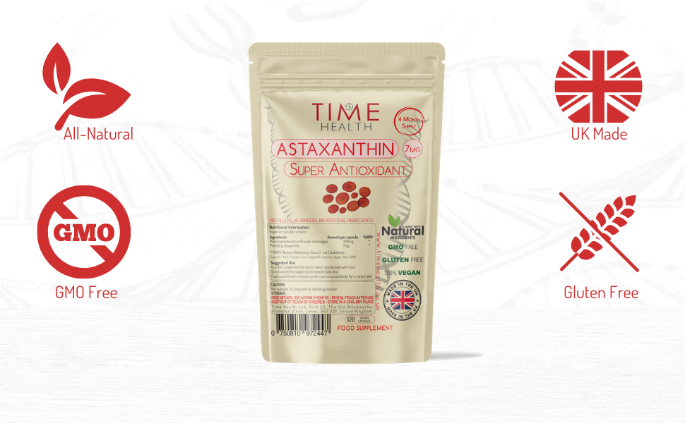 Astaxanthin 7mg Optimal Dose 120 Capsules Super Antioxidant Haematococcus Pluvialis