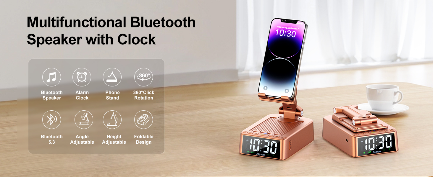 phone stand with Bluetooth speaker and alarm clock
