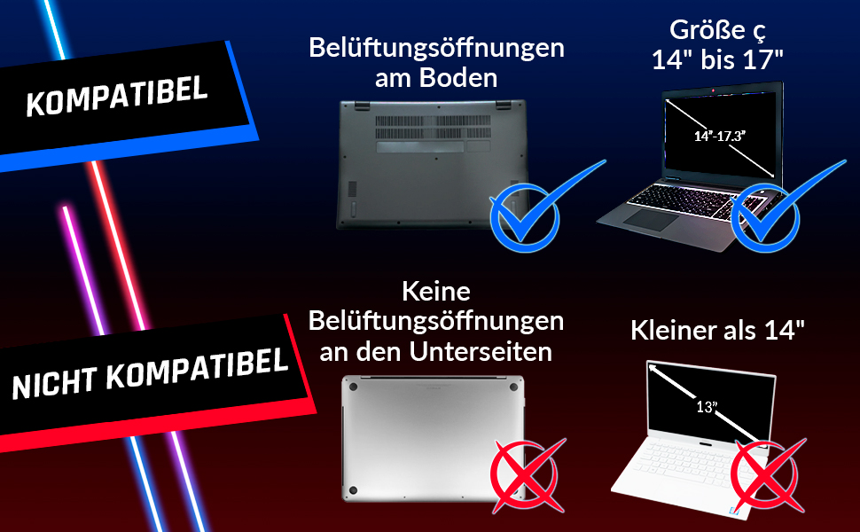 KLIM KN01 Laptop Cooling Pad Leistungsstarker TurboLüfter Laptop