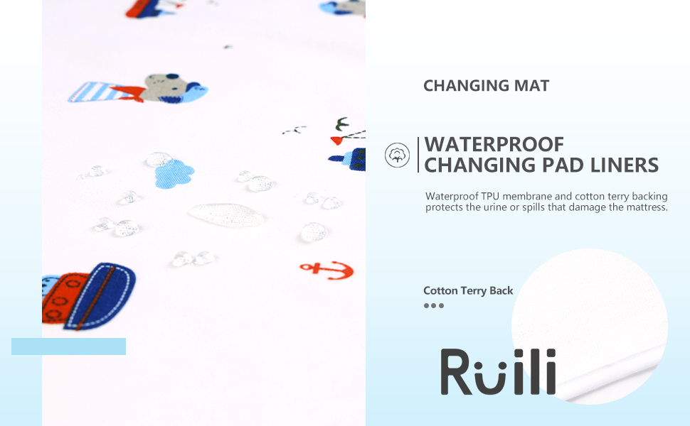 RUILI Waterproof Diaper Changing Pad for Baby, Soft Cotton