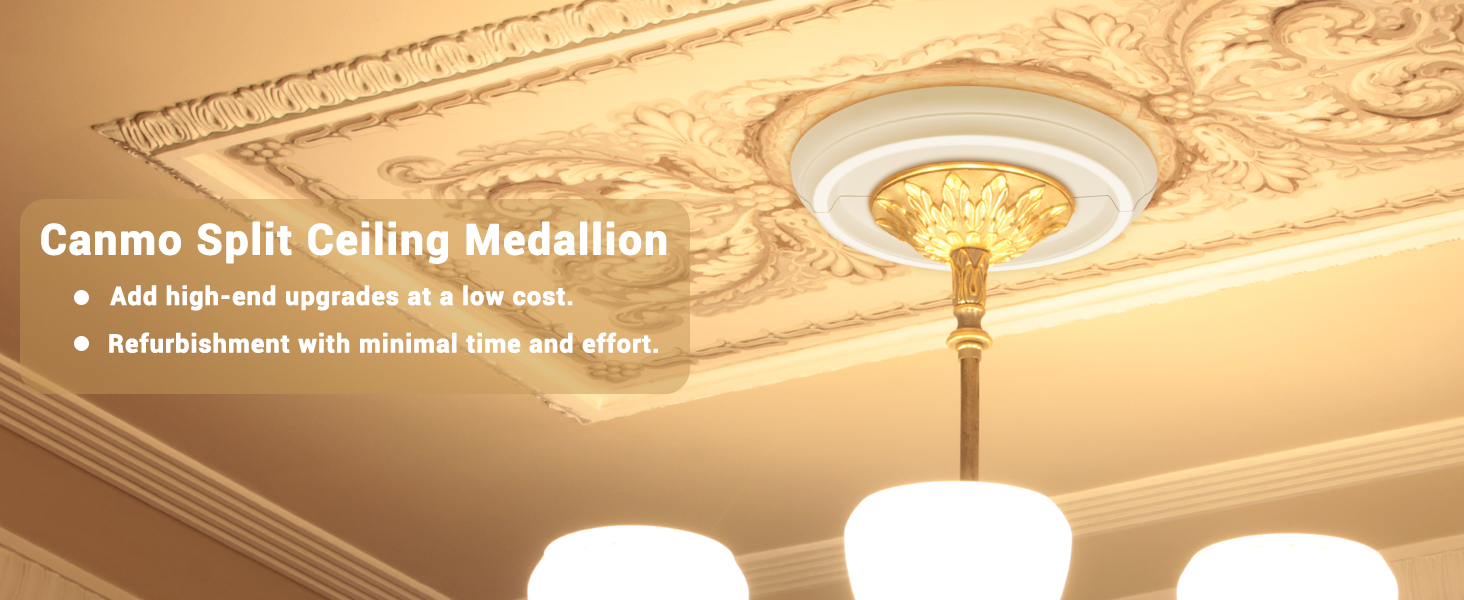 Canomo 2 Packs Split Ceiling Medallion Ceiling Light Medallion for Light Fixtures and Ceiling