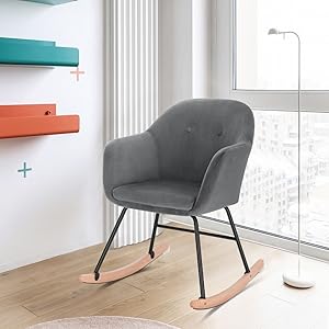 WOLTU Sedia A Dondolo Per Soggiorno Poltrona Relax Con Schienale Braccioli Grigio Scuro 14 schaukelstuhl