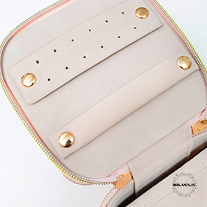 jewelry box with earring grid and a ring roll