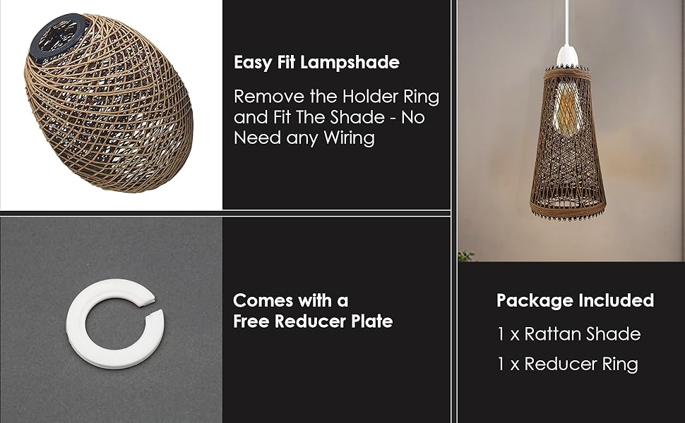 Lampenschirm aus BambusRattan, handgefertigt, einfach anzubringen