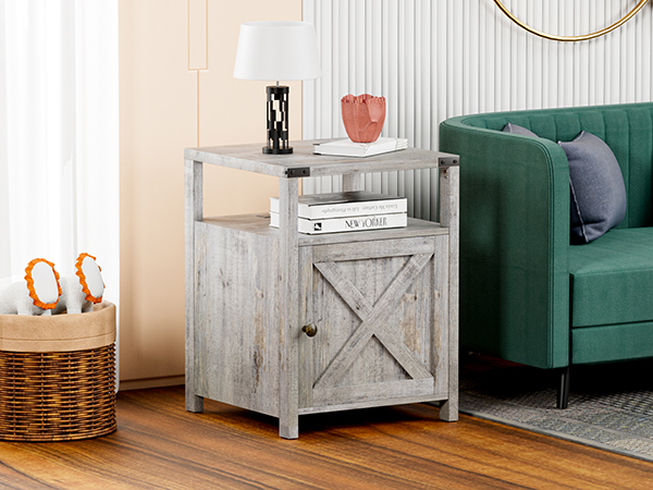 Amazon.com: HOSEOKA Farmhouse Nightstand with Charging