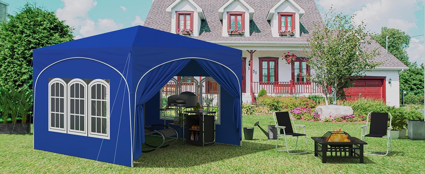 WOLTU Pop-up Gazebo. Gazebo With Sides 3m X 3m. Folding Event Shelter For Outdoor. Garden. Camping. Height Adjustable. Waterproof. UV-Protection. With Carry Bag. Grey 18 pvl