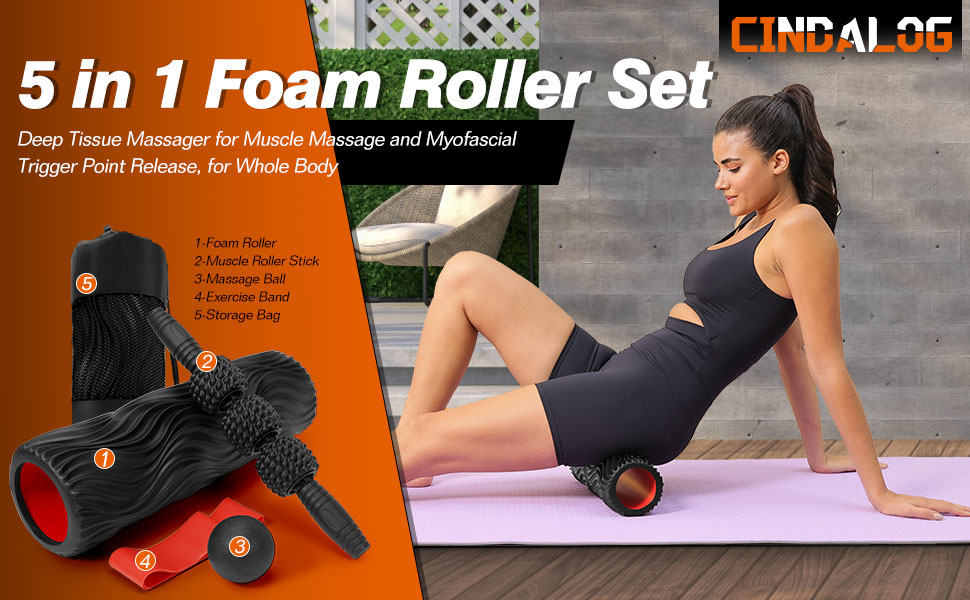 5 IN 1 Foam Roller Set Deep Tissue Massage Muscle Roller