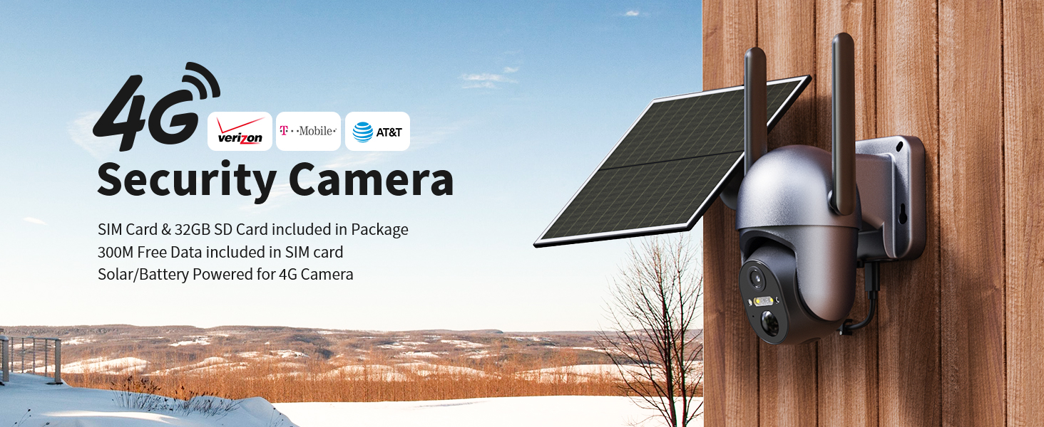 4G LTE Cellular Security Camera Outdoor, Solar Powered, Works Without WiFi, 2K Live Video