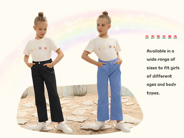 Amazon.com: thefabland Girls Casual Denim Pants High Waisted