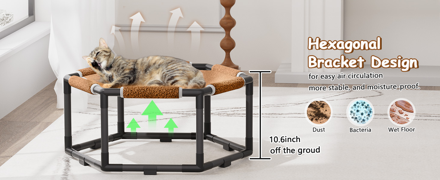 Tresbro Cat Bed, Hexagon Warm Elevated Cat Bed with Thick
