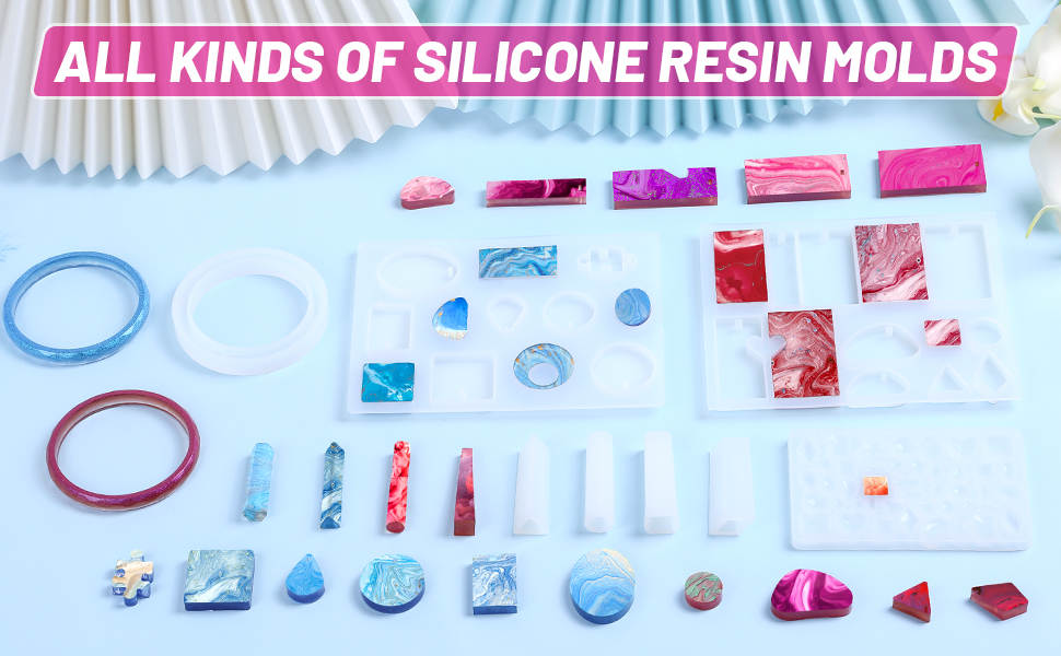 Resin Molds Kit for Jewelry Making, 270 Pcs Epoxy Resin Supplies for Beginners with Silicone