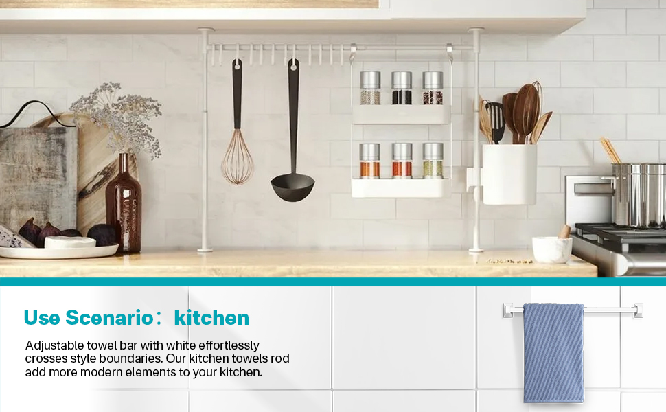 24Inchs Towel Bar Spring End Wall Mount Adjustable