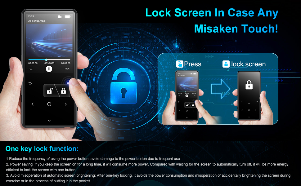 32GB MP3 Players with Bluetooth 5.0, MECHEN D51 Portable Music Player