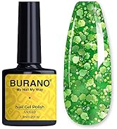 BURANO Glitter Gel Nail Polish, LED UV Nail Gel Shimmer Holographic Effect Soak off Gel Curing Re...