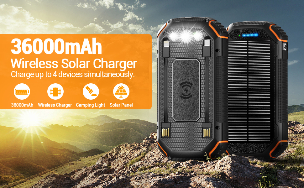 solar charger power bank 36000mAh