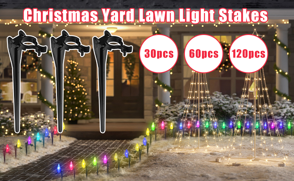 Fasezoomit 60PCS 7Inches Christmas Stakes for Outdoor