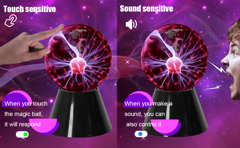 Pheashine Plasma Ball, 5 inch Touch Sensitive & Sound Activated Red