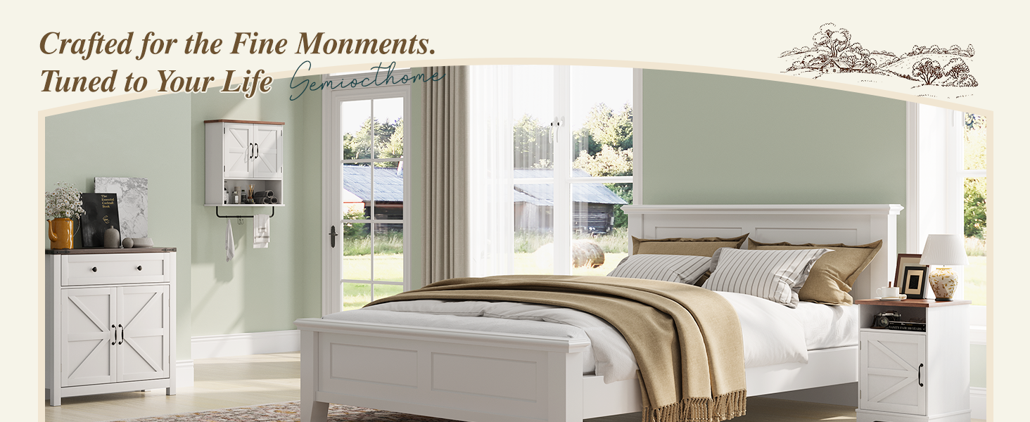 Semiocthome Night Stand with Charging Station, Farmhouse