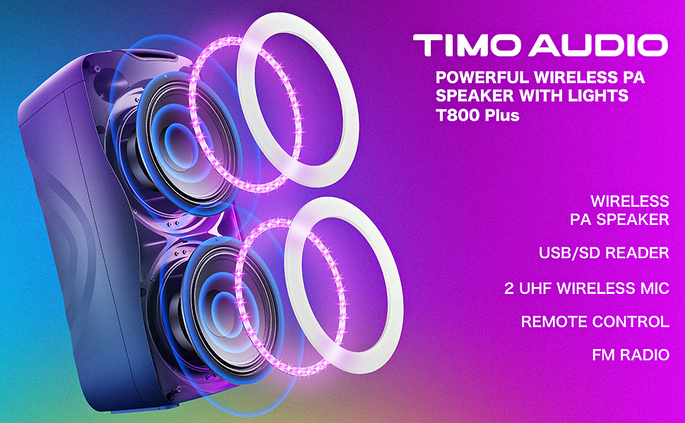 Karaoke Machine, Wireless Rechargeable Portable PA System