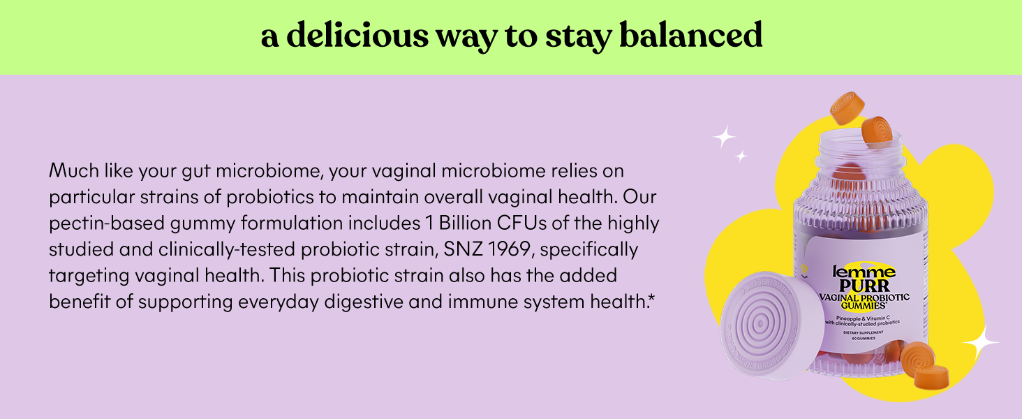 A delcious way to stay balanced; clinically-studied for vaginal health