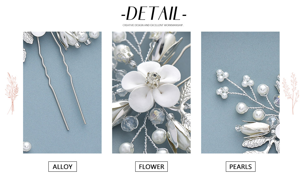 Blume Perle Kristall Blatt Haarnadeln Haarspangen Frauen