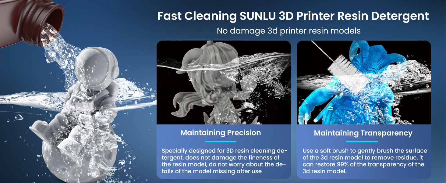 SUNLU 3D Printer Resin Detergent, Gentle on Hands 3D Resin