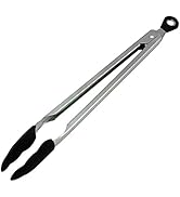 Tala Stainless Steel Serving Tongs with Silicone Head, The Perfect tool for BBQ's, Black, 30cm