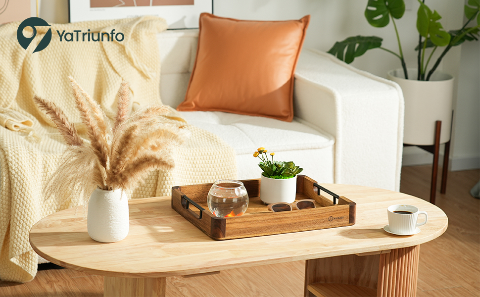 luxury wooden tray, stylish home decor, premium serving tray, bandeja de madera elegante