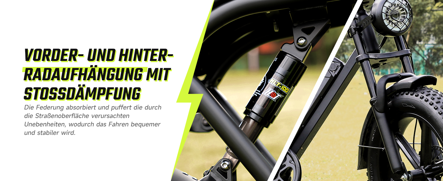 E Bike Mountainbike Fatbike 20 Zoll Elektrofahrrad Herren Damen e Fahrrad mit Doppelte Federung