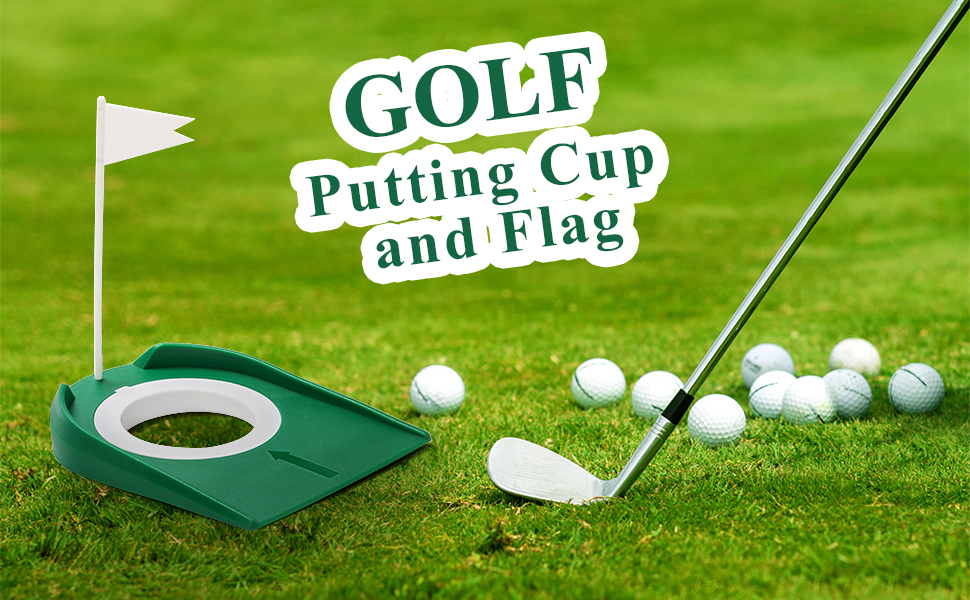 Jucoan 4 Pack Golf Putting Cup and Flag Plastic Golf Training Putters Equipment