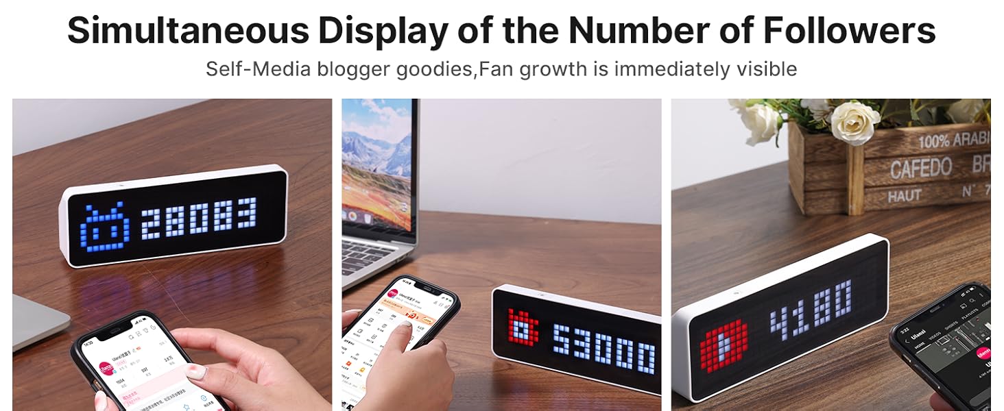 ULANZI Smart Pixel Clock TC001 Digital Clock with LED Full-Color Large ...