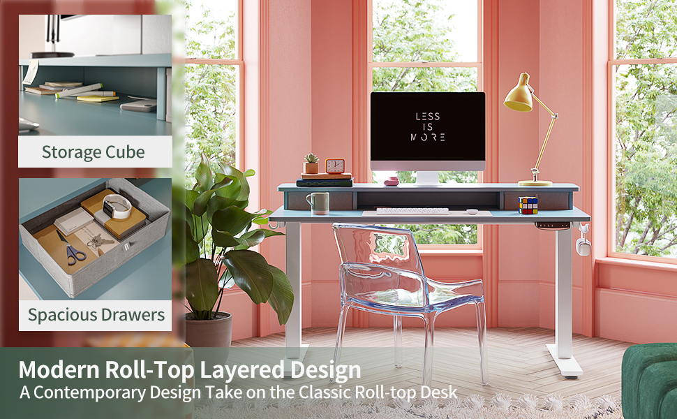 FEZIBO Height Adjustable Electric Standing Desk with Double