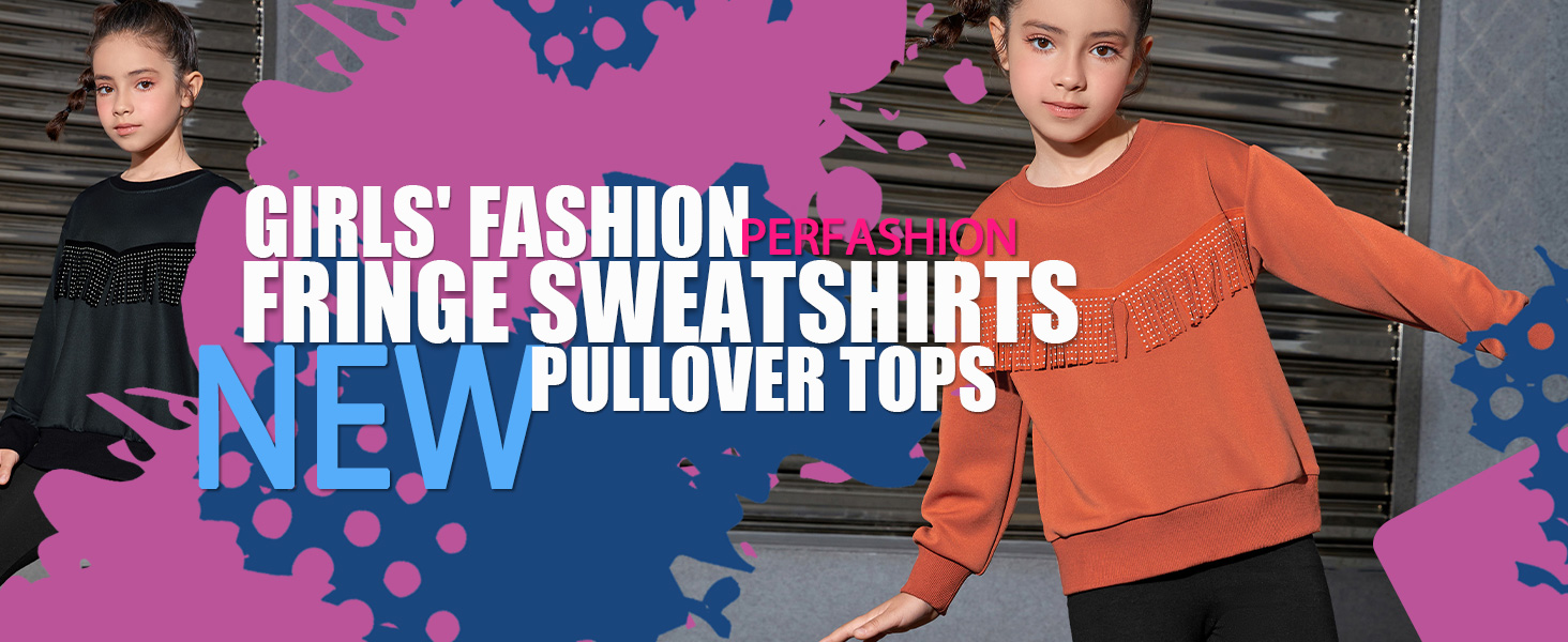 Girls' Fringe Trim Sweatshirts