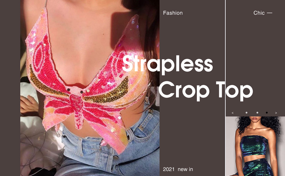 sequin sleeveless bra