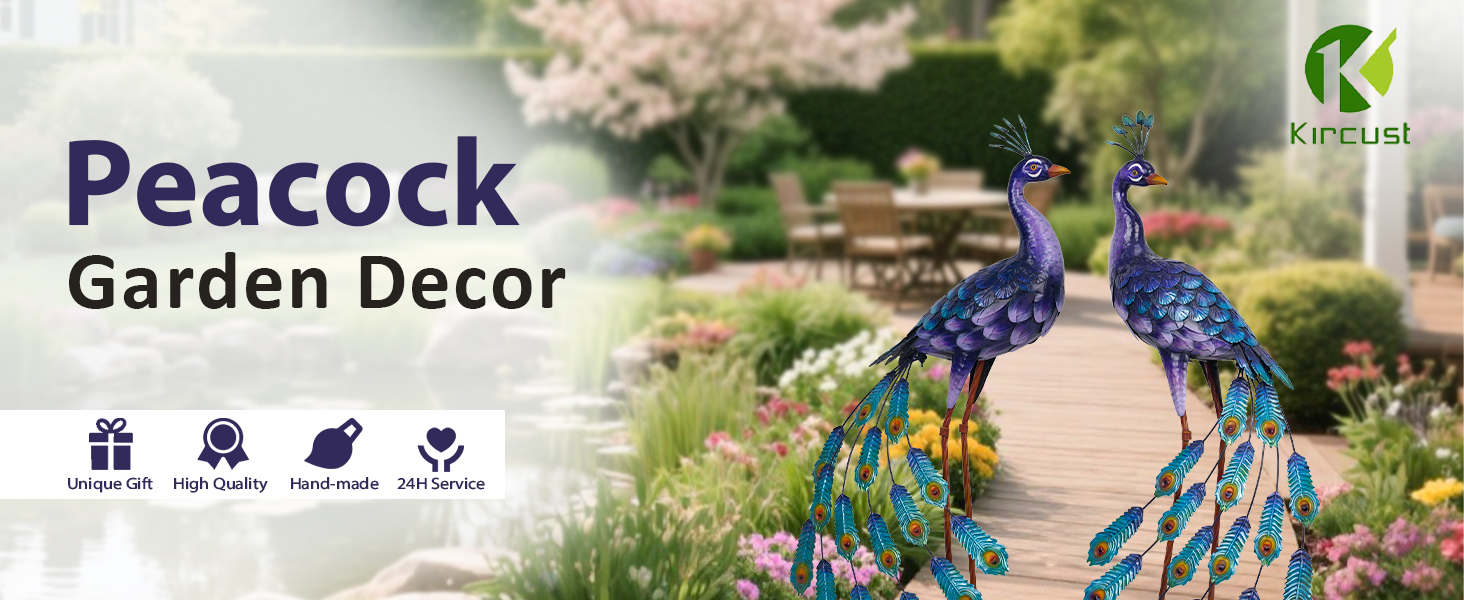 standing metal peacock