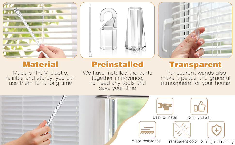 24 Inches 8 Pcs Blind Wand Vertical Blinds Replacement