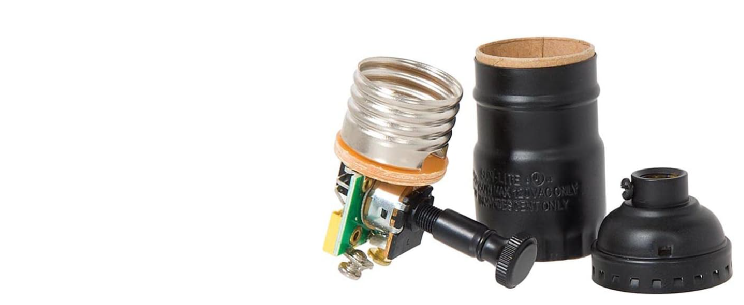 B&P Lamp® Med. Base Full Range DIMMER Socket, Solid Brass Shell with