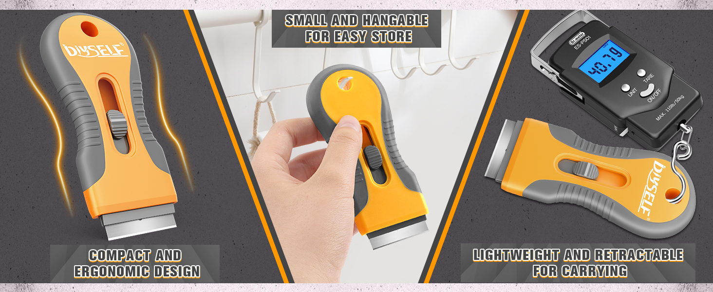 DIYSELF 2 Pack Razor Blade Scraper with 20 Metal Razor