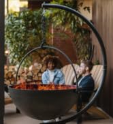 fire pit grill cast iron outdoor firepit bowl candy fireplace burning embers caldero cauldron