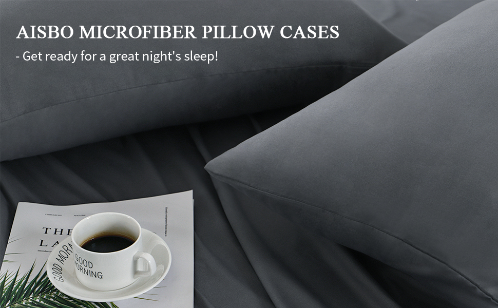 Aisbo Standard Size Pillow Cases Set of 2 Dark Grey
