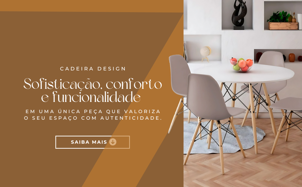 Cadeira Design Charles Assento Ergonômico Base de Madeira