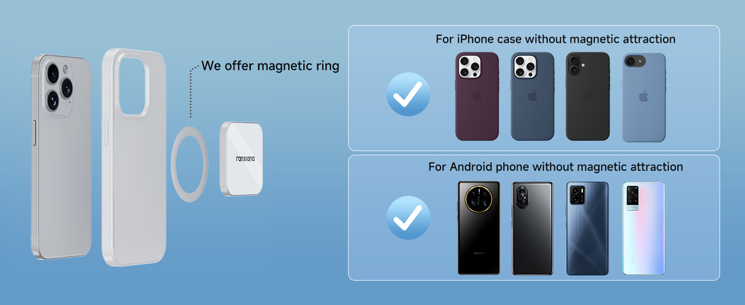 Series of three phone cases or protective covers shown against blue background with curved edges and camera cutouts.