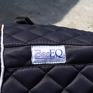 Image of the logo label from the top looking down on the pad.