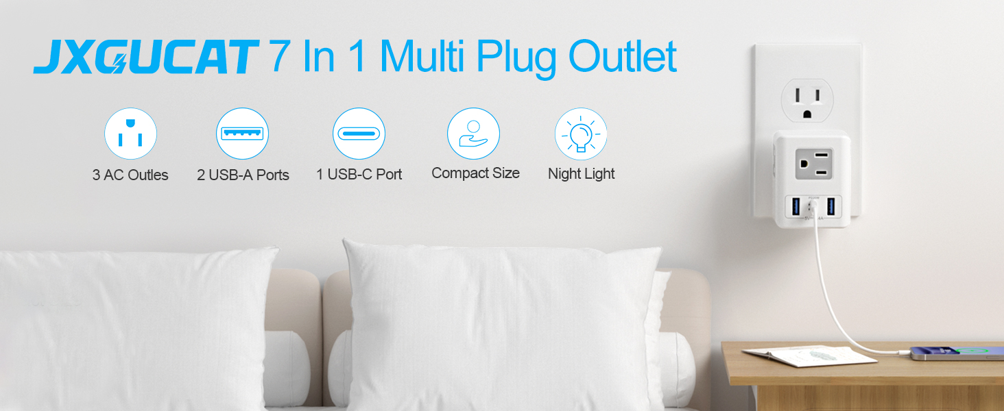 Multi Plug Outlet Extender with Night Light