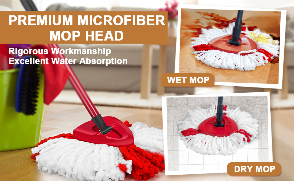 4 Pack Mop Heads, Triangle Spin Reusable Mop Replacement Heads