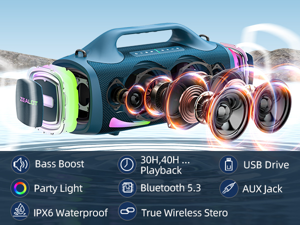 ZEALOT S-79 100W ワイヤレススピーカー Zealot S79 100W Wireless speaker, Outdoor Portable Subwoofer